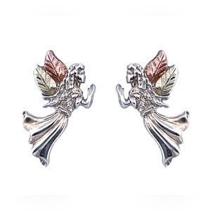 Coleman Co Sterling Silver Guardian Angel Earrings w/ 12K Black Hills Gold Wings